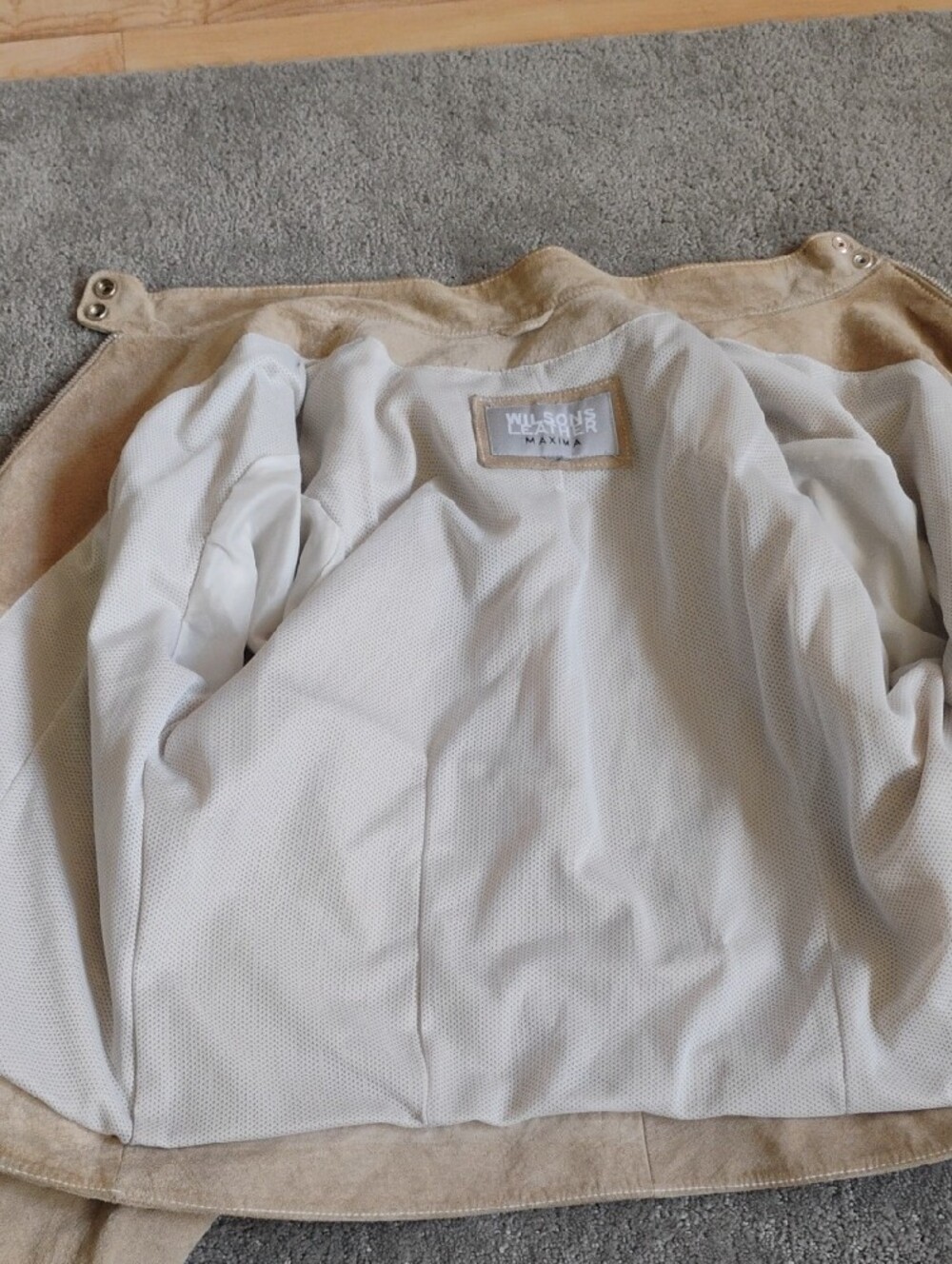 Wilsons Leather Beige Suede Zip Front Jacket - Picture 10 of 12